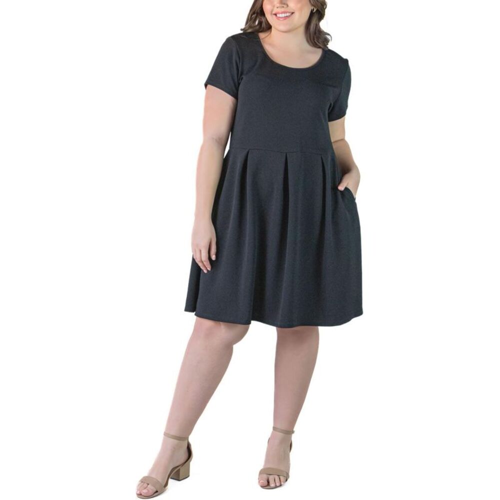 24seven Womens Plus Size Textured Midi Dress, NWT